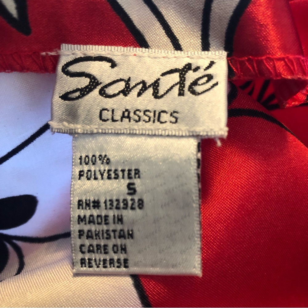 Sante Classic red nightgown w/white & black floral design w/red bows Size Small - Picture 7 of 8